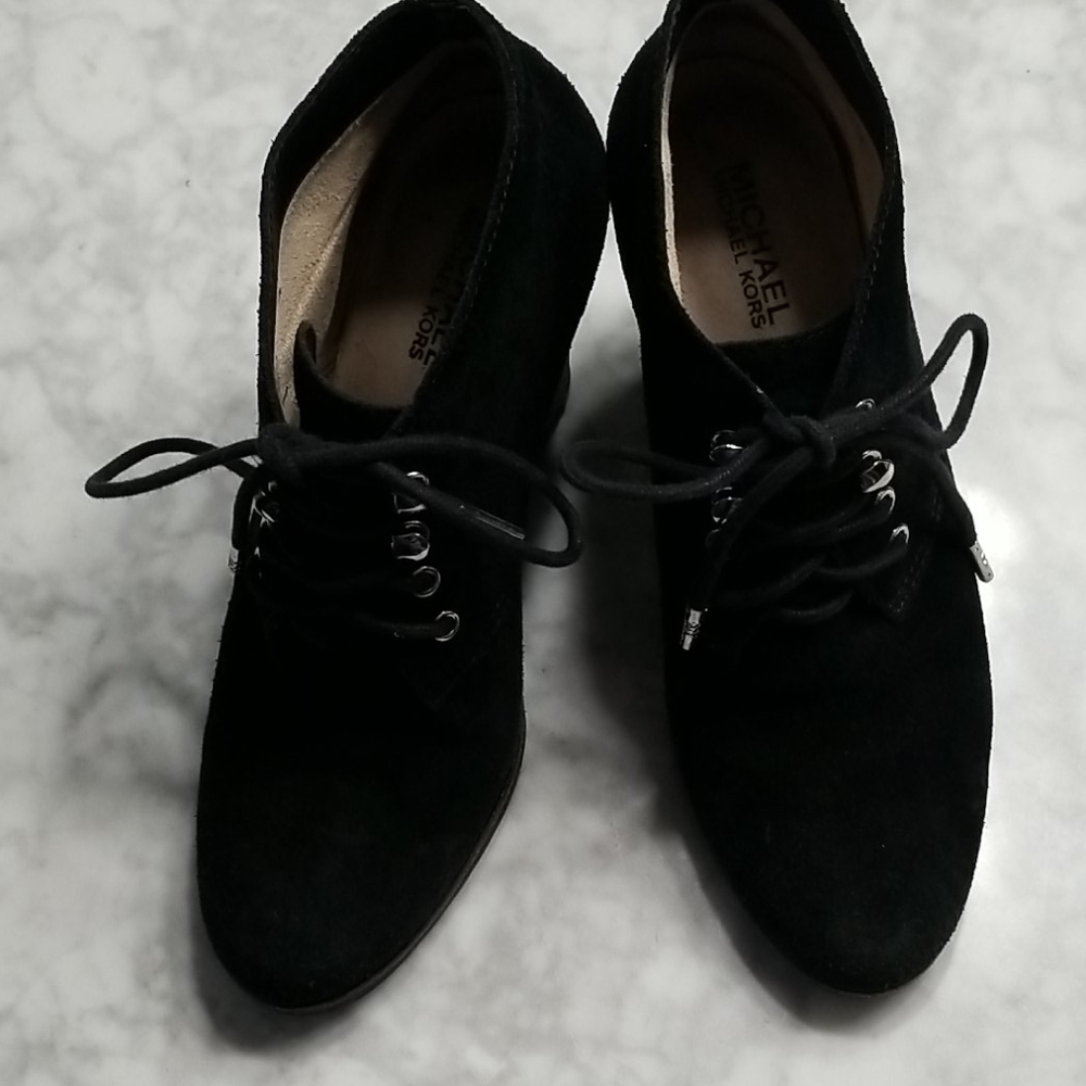 Michael Kors Black Suede Lace-up Bootie, 9.5
